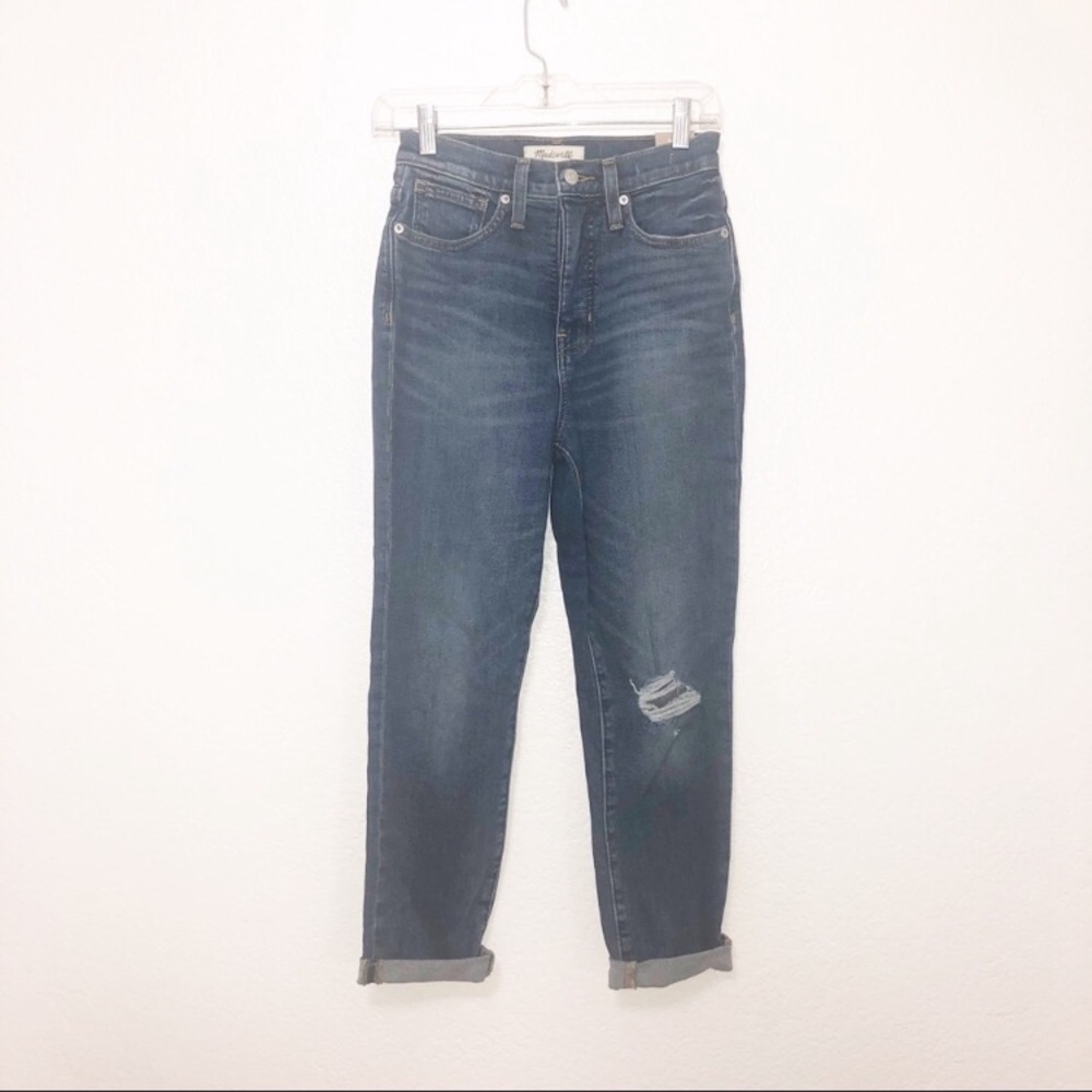 - Madewell the mom Jean
Distressed 
 size 24…